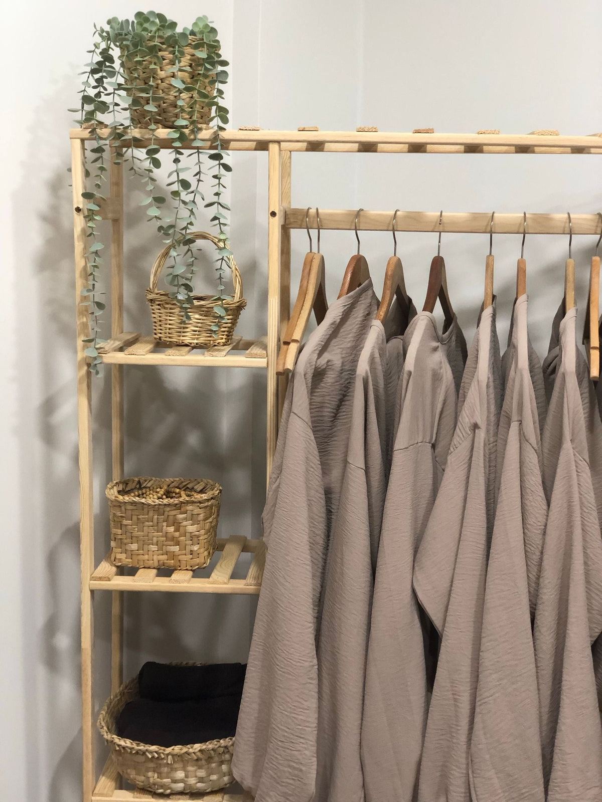Rack of linen clothing in a store, illustrating men's co-ord set price ranges in India
