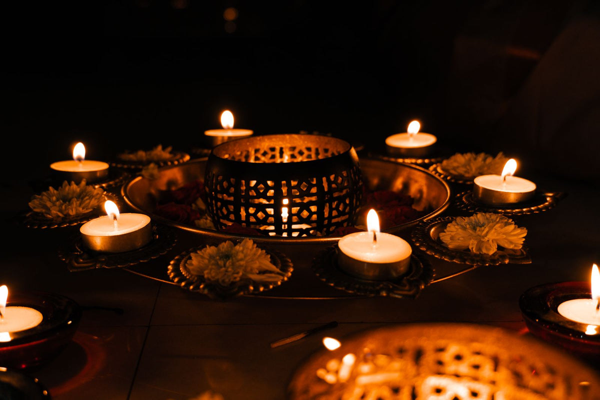Diwali celebration with lit diyas and marigold flowers during the Indian festive season 2026