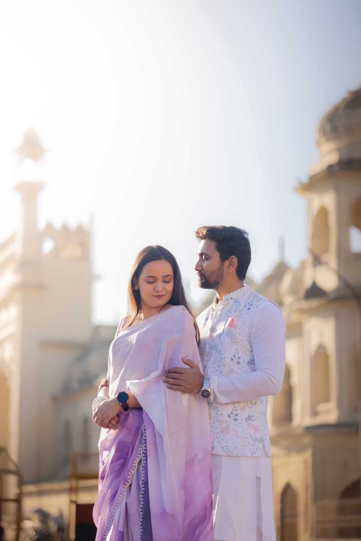 Karva Chauth outfit for men 2026 — Indian couple in traditional festive attire
