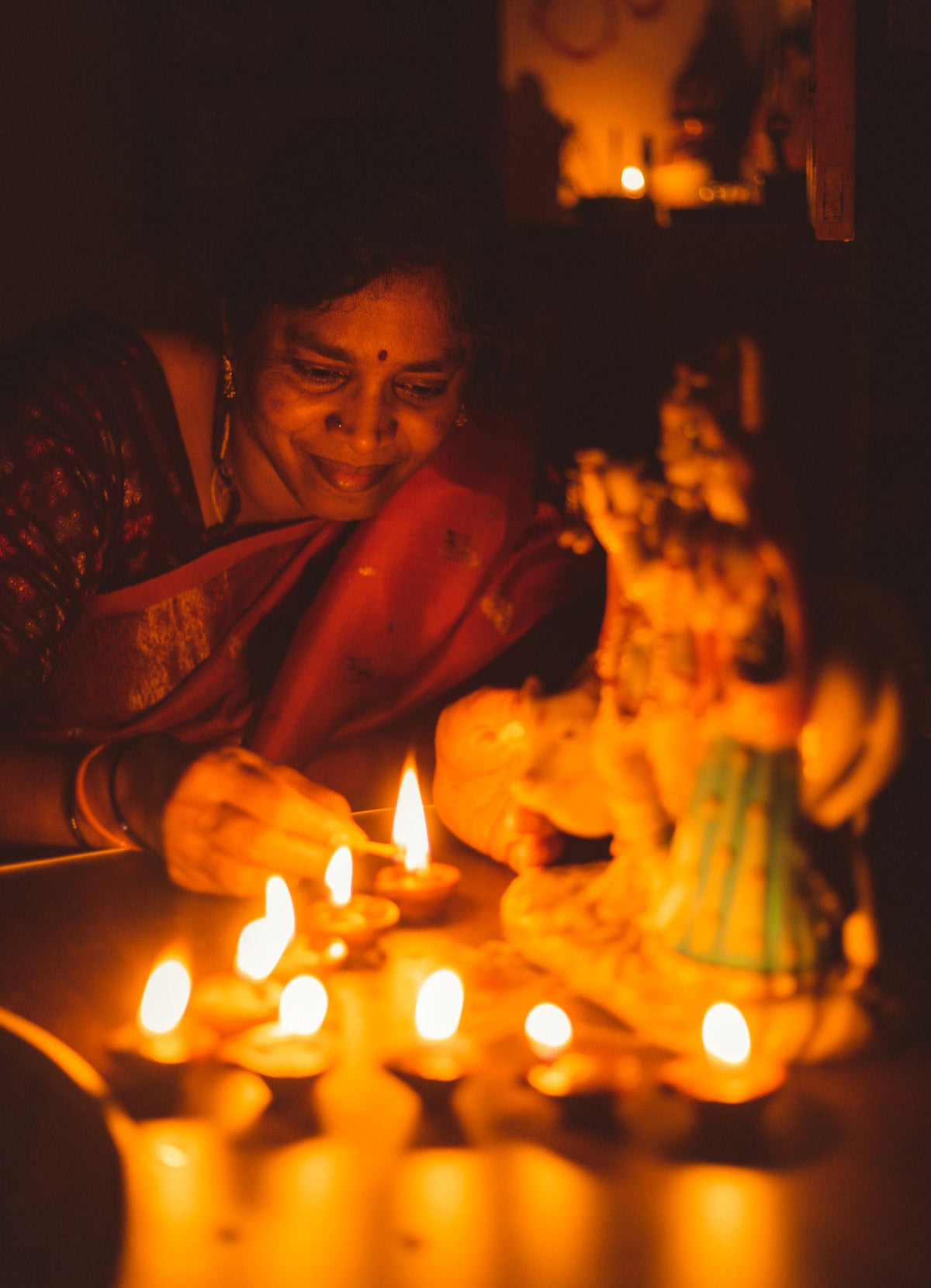 Man lighting diya oil lamps on Diwali evening in India — Diwali outfit ideas for men 2026