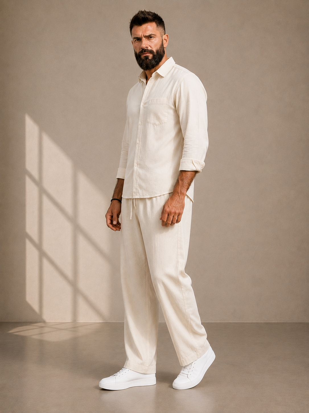 Ivory Premium Linen shirt and trouser set for men by OtokoStyle