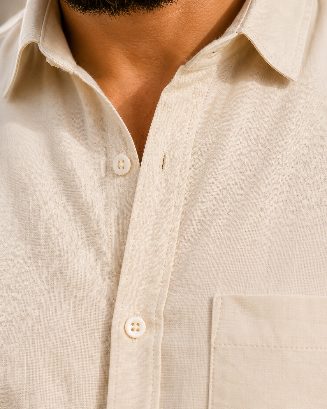 Ivory Premium Linen co-ord set for men, warm off-white that suits Indian skin tones