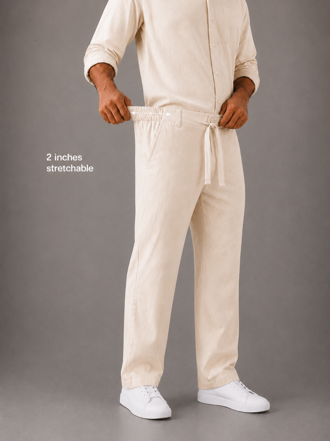 Pure Cotton Linen Cord Set - Ivory
