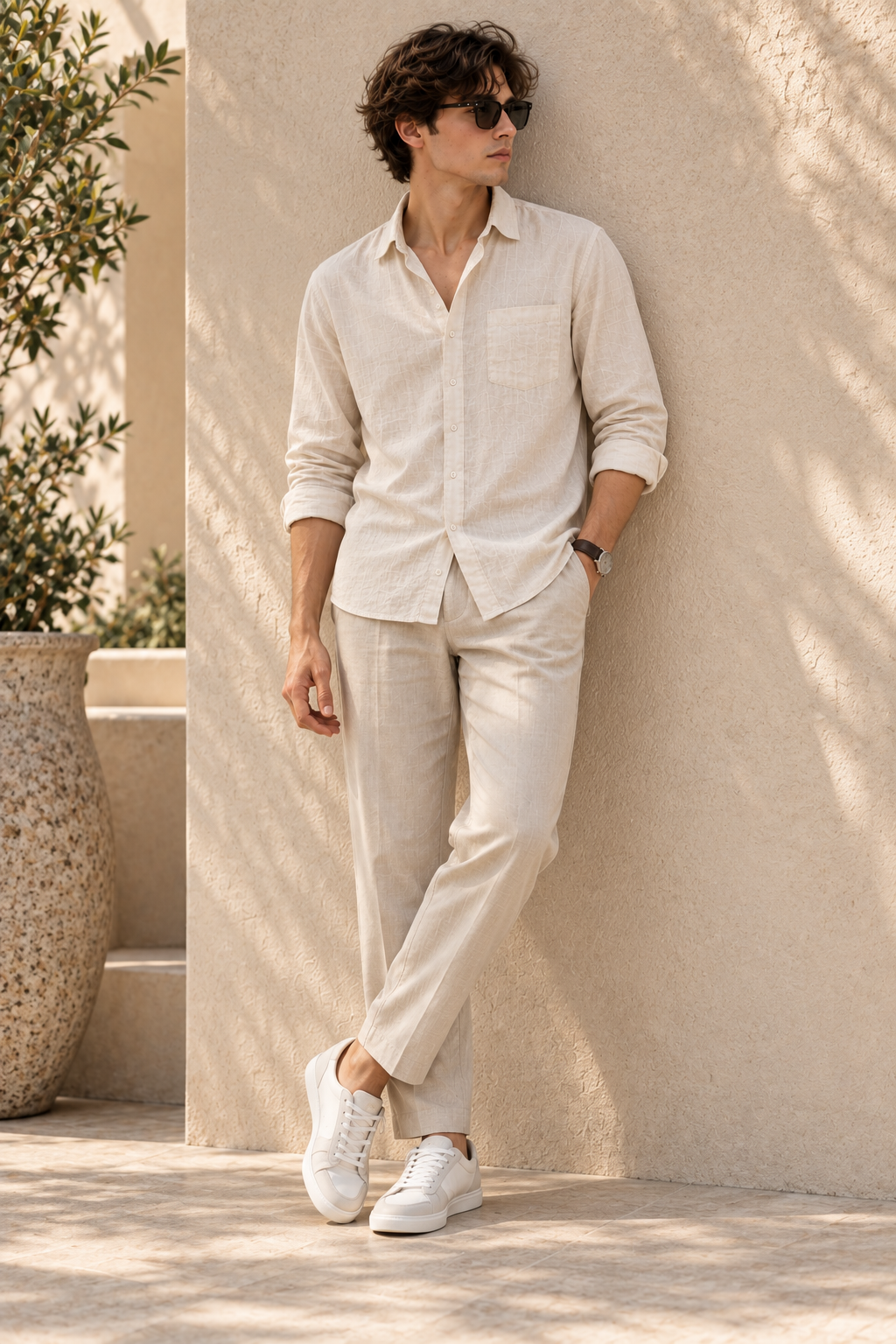 Ivory Premium Linen shirt for men — styled for a summer day out