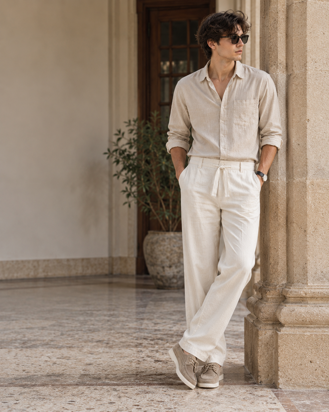Ivory Premium Linen shirt for men — smart-casual outfit idea