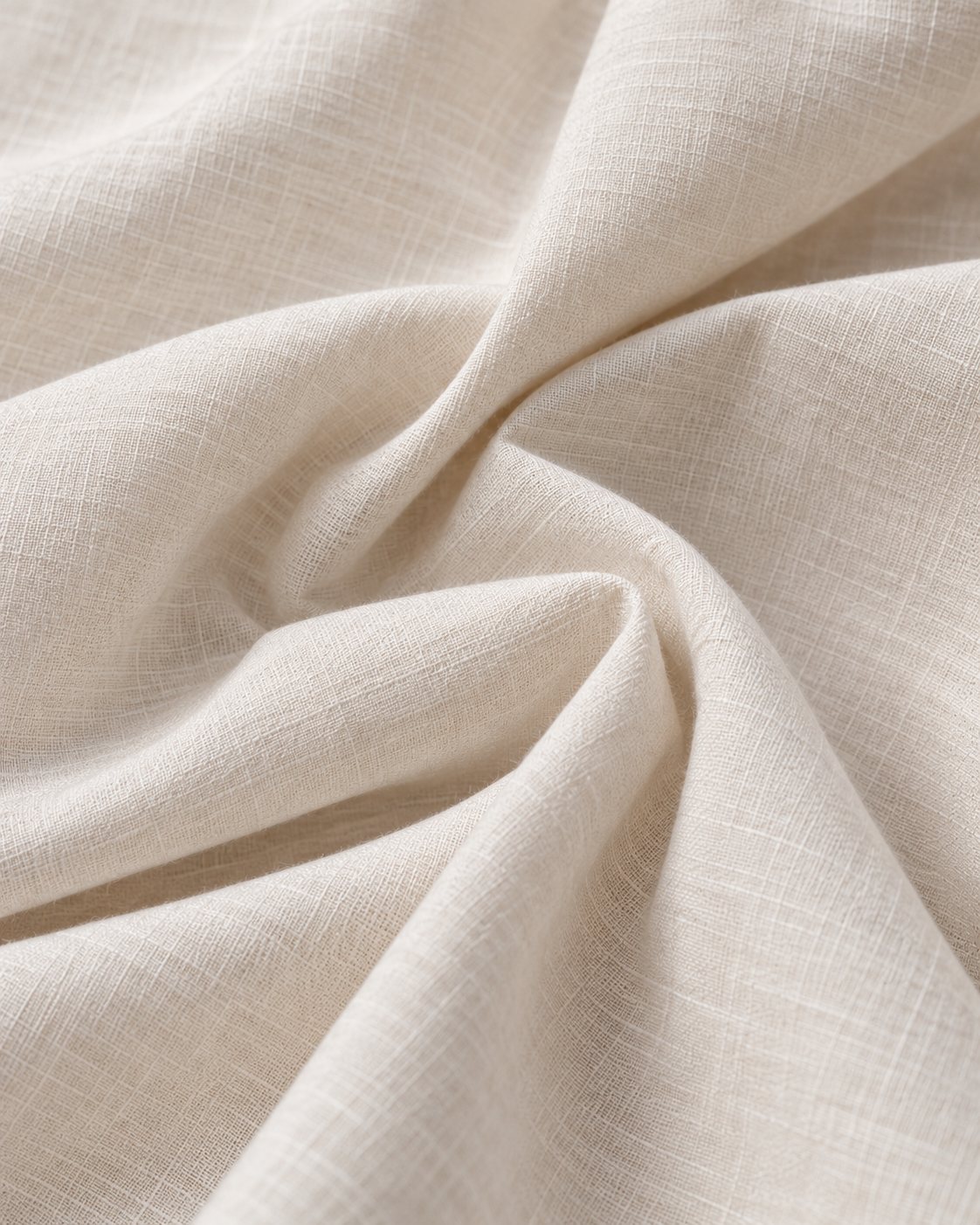 Ivory Premium Linen fabric, natural slub texture in detail