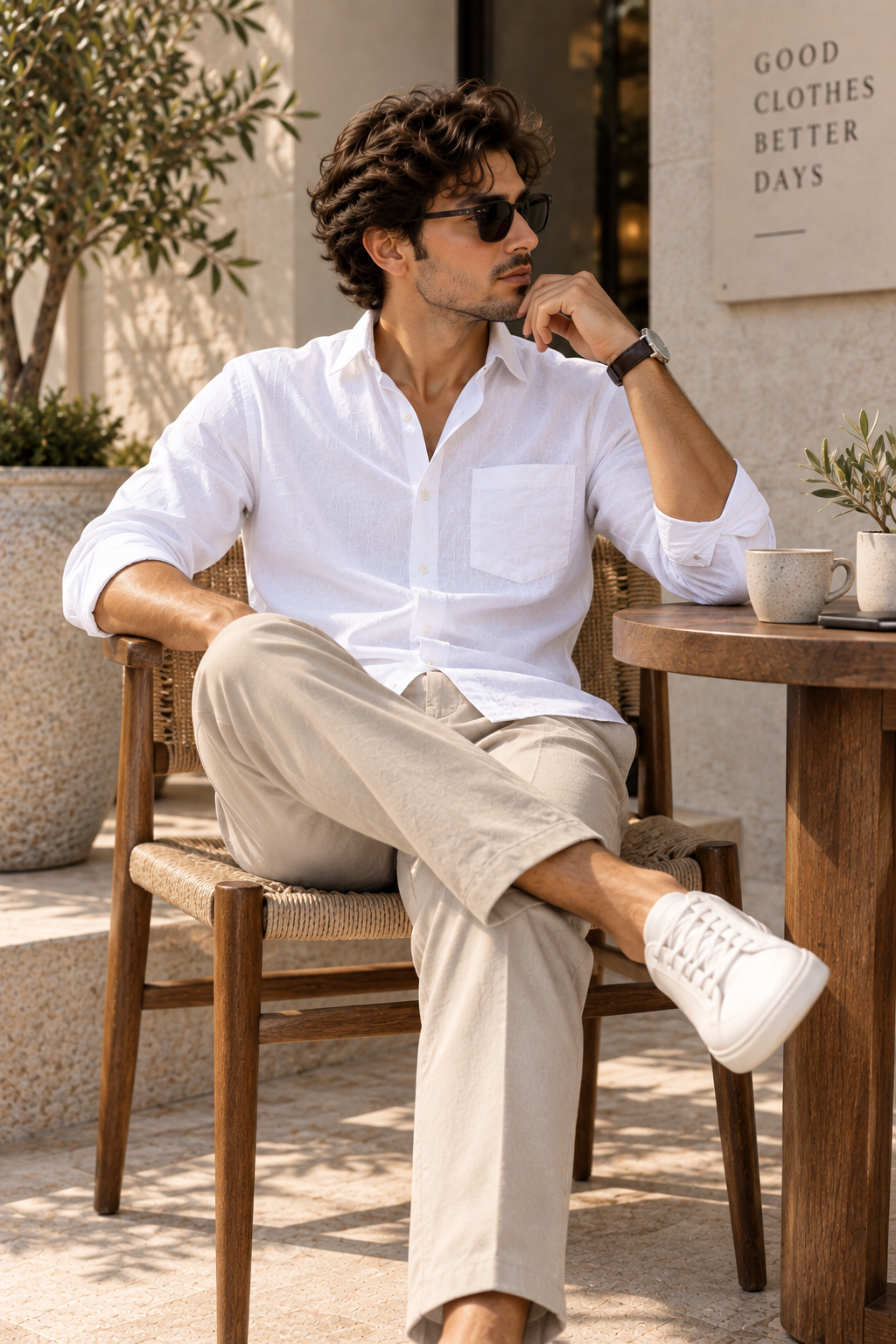 Ivory Premium Linen trousers for men — styled for a summer day out