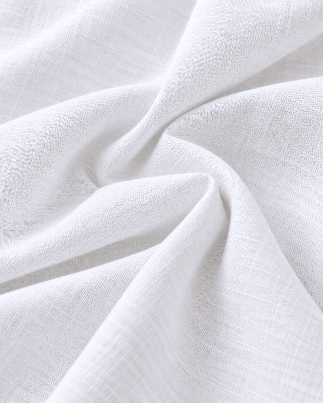 Close-up of white 225 GSM Premium Linen slub weave fabric